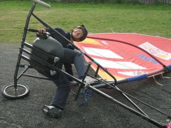 Enjoying Paragliding on ground