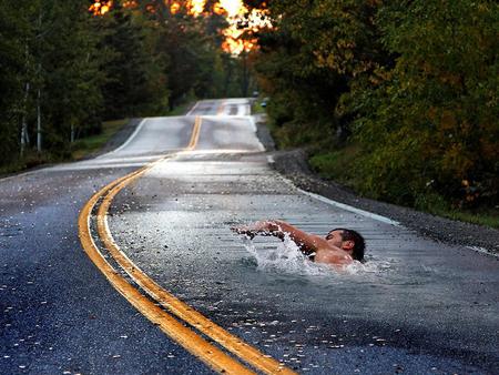 Swimming on Road?