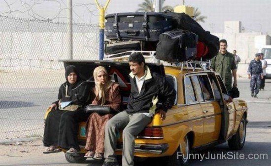 Family Taveling On Car Funny Image