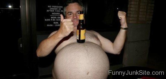 Funny Beer Belly Of Fat Man