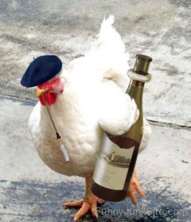 Funny Hen With Bear Bottle