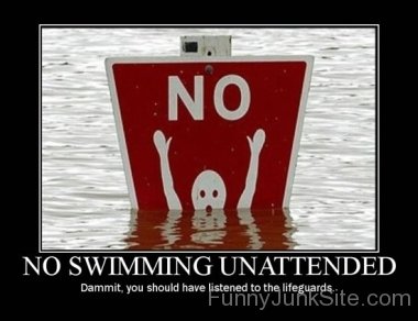 Funny No Swimming Poster