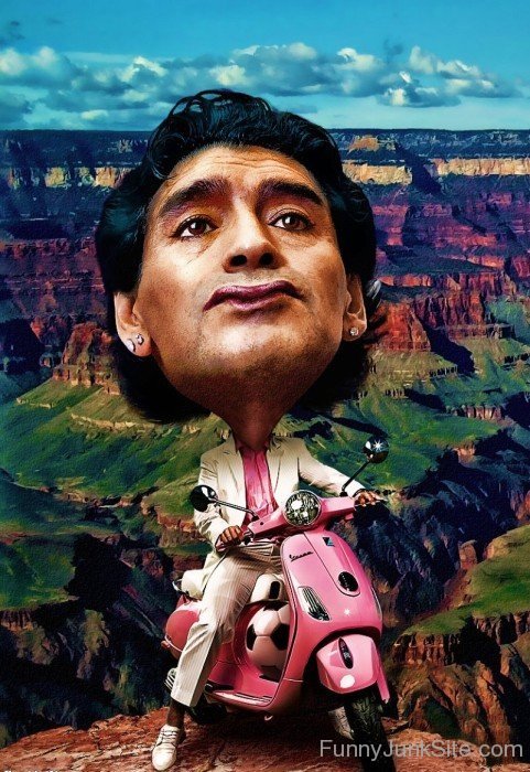 Diego Maradona On Pink Scooter