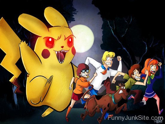 Scooby Doo And Pikachu Funny Image