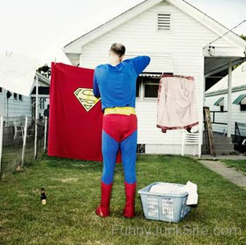 Superman Washing Clothes