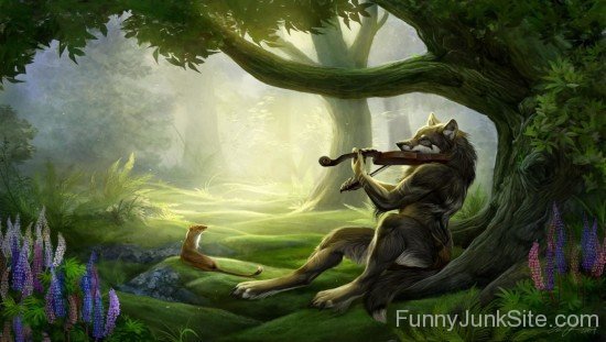 Wolf Playing Violin