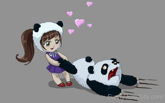 Funny Panda With Girl
