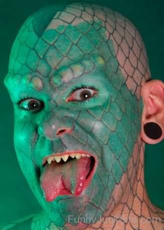 Lizard Man Funny Tattoo Design