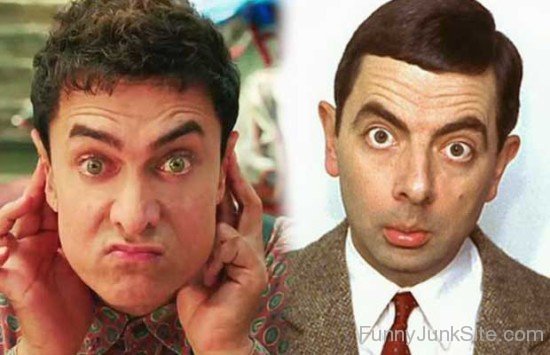 Aamir And Mr.Bean's Same Reaction