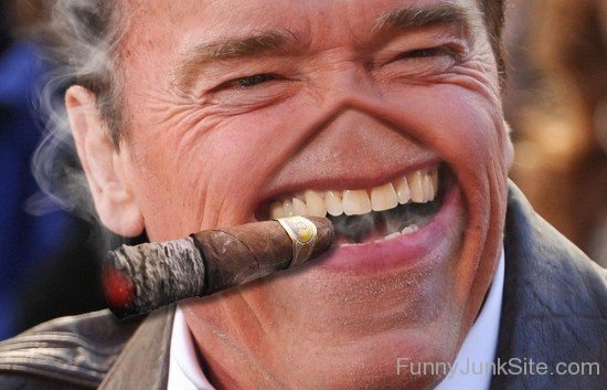 Arnold Schwarzenegger With Smoke Pipe