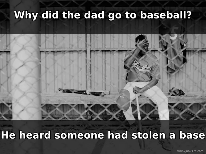 Funny dad joke meme about baseball with classic corny pun humor that makes you groan and smile