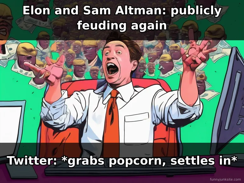 Musk Altman feud meme: tech drama between billionaires, humorous about public Twitter arguments