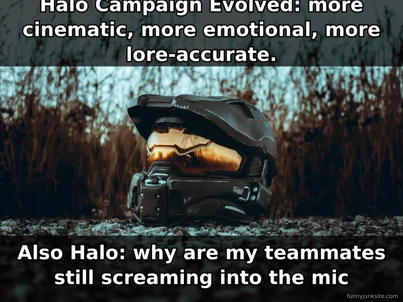 Halo Campaign Evolved meme showing cinematic gaming vs chaos, funny gaming humor