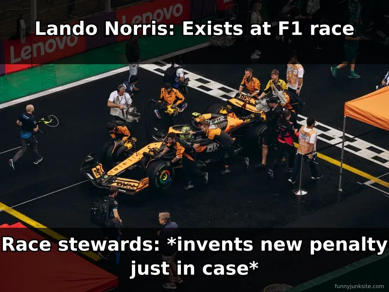 F1 meme about Lando Norris and race penalties funny formula one joke