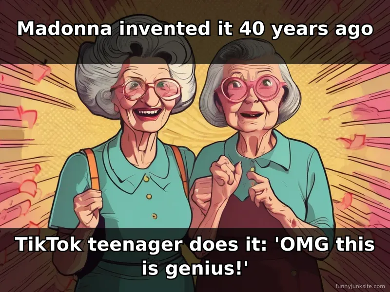 Trending meme about Madonna's influence, generational humor about pop culture reinvention and TikTok discovery