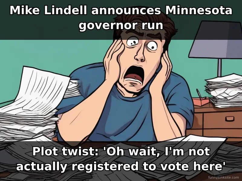 News meme about Mike Lindell not being registered to vote in Minnesota governor race