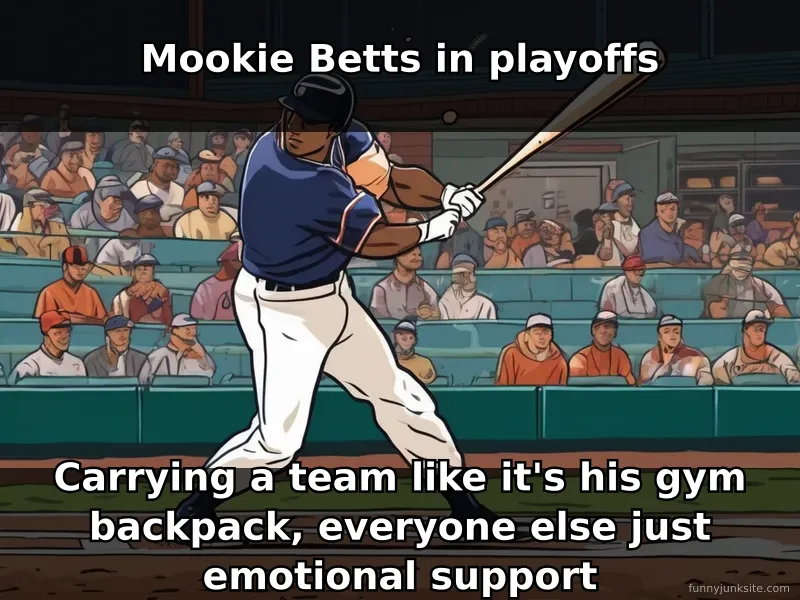 Funny sports meme about baseball star Mookie Betts single-handedly carrying his team in playoffs