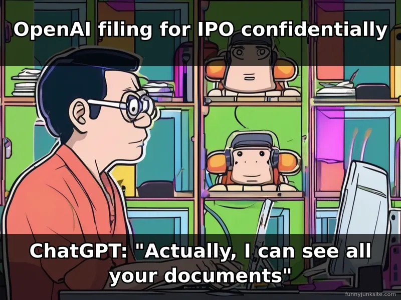 Funny meme about OpenAI IPO and AI irony of confidentiality tech humor
