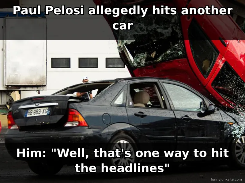 News meme about Paul Pelosi hit-and-run incident, funny political news joke