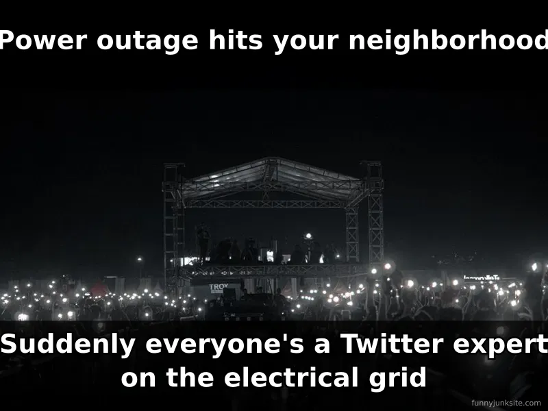 Funny meme about people becoming electrical engineers during power outages