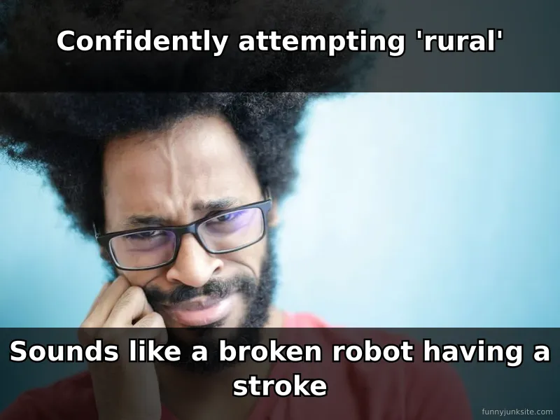 Funny meme of person hilariously failing to pronounce a difficult tongue twister word correctly