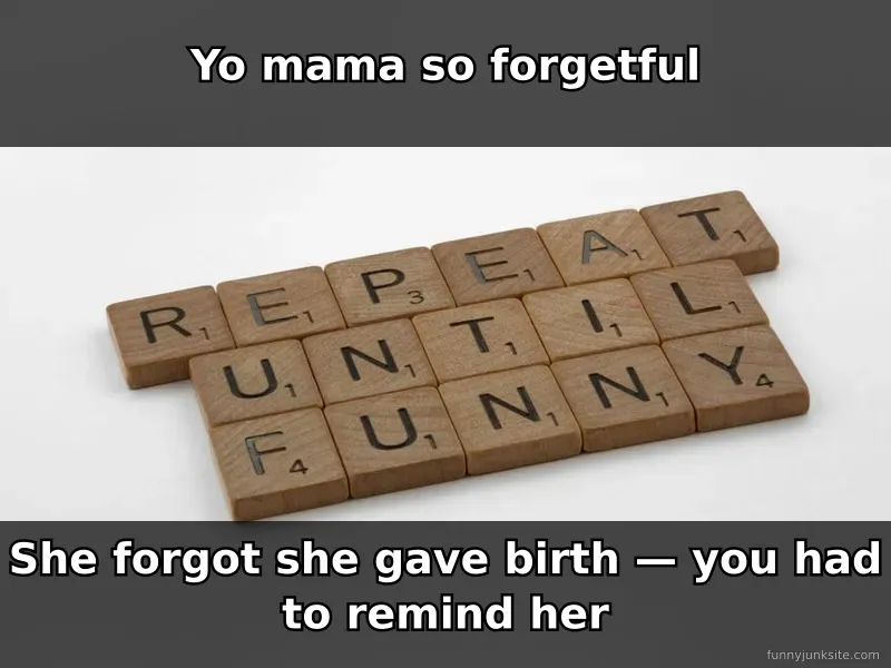 Yo mama joke meme text, family-friendly roast humor funny image